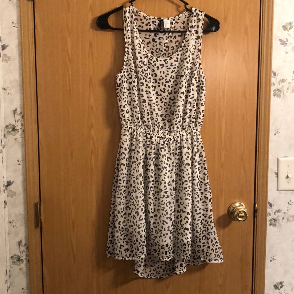Black and white short dress.